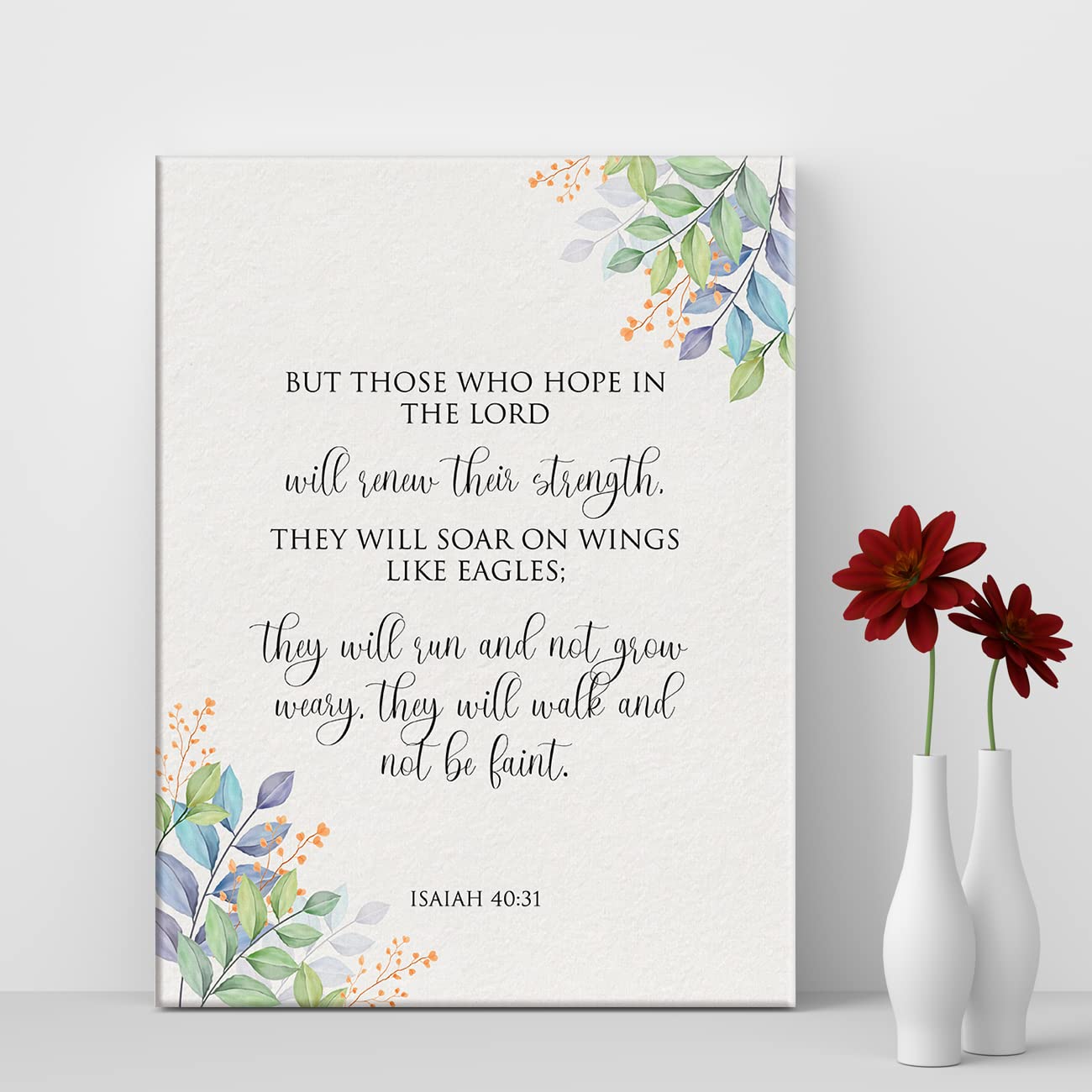 Isaiah 40:31 Sign Scripture Canvas Home Wall Art Dcor Christian Painting 12X15 Inspirational Bible Verse Poster Framed Ready To